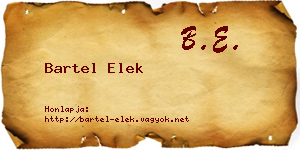 Bartel Elek névjegykártya